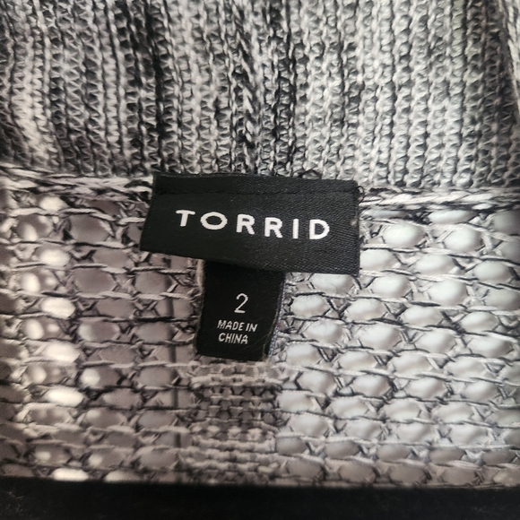 TORRID  Long Loose Knit Duster Cardigan Marled Gray Size 2 - Picture 7 of 11